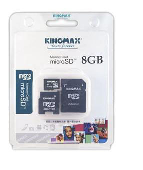 KINGMAX MicroSDHC 8GB Class4+2адаптера