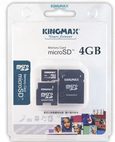 KINGMAX MicroSDHC 4GB Class4+2адаптера (5)