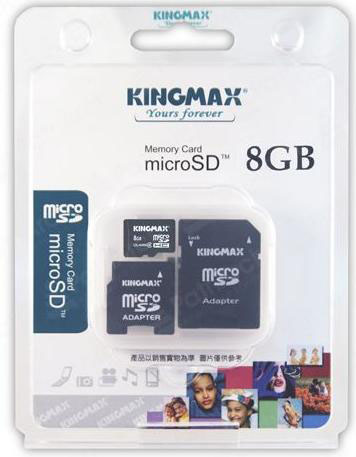 KINGMAX MicroSDHC 8GB Class6+2адаптера